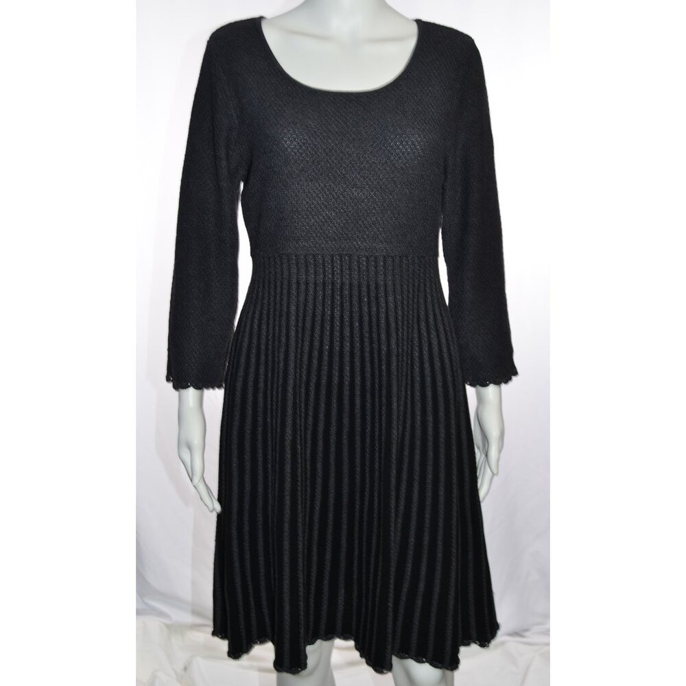 Calvin Klein Fit & Flare Knit Scoop Neck Sweater Dress Gray/Black Size L